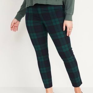 Old Navy Size 18 High-Waisted Pixie Printed Ankle Pant Green Blue Plaid